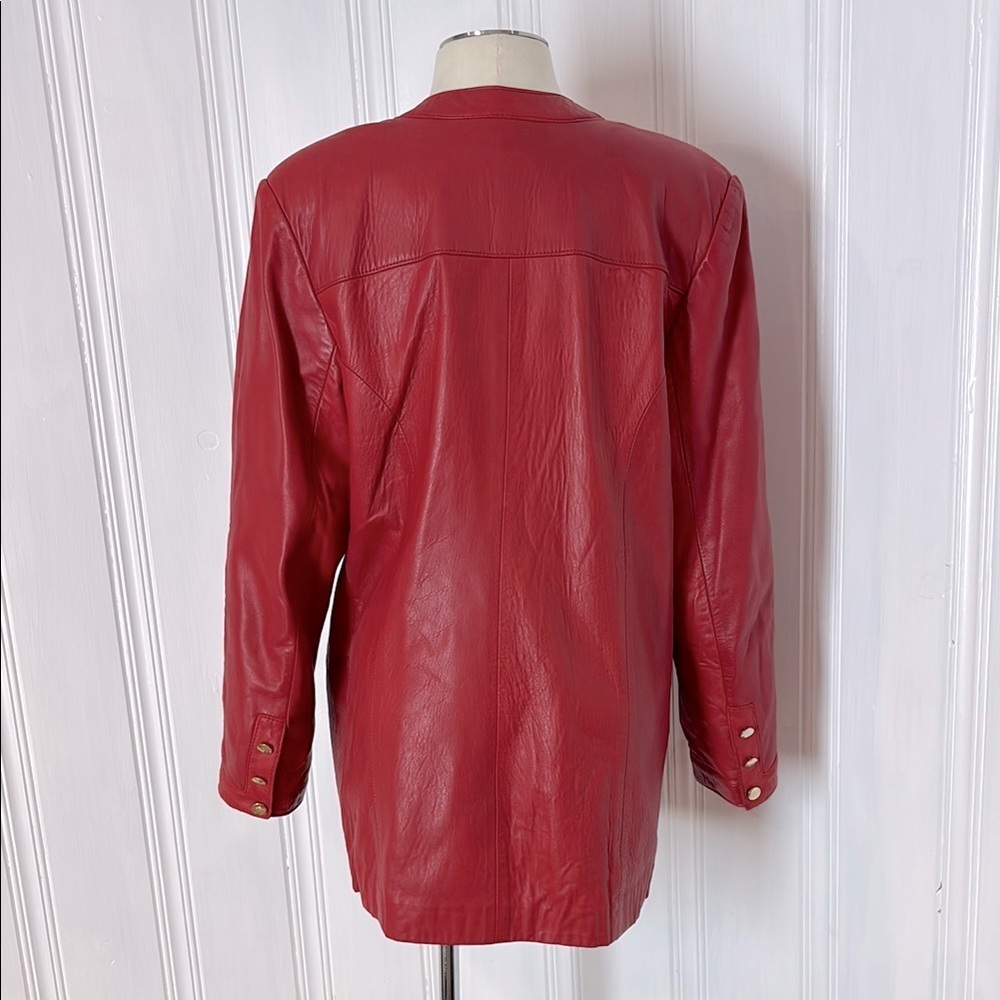 ๐ฅ Stunning Vintage Red Leather Coat by Bagatelle (Margaret Godfrey) ๐ฅ - Picture 3 of 10